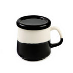 Two-Tone Ceramic Mug with Lid  - Black & White