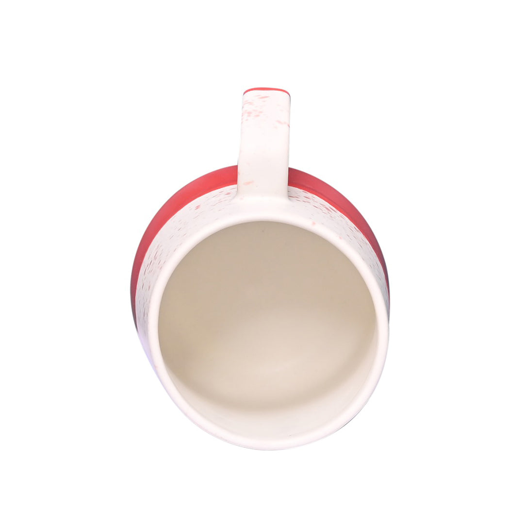 Two-Tone Ceramic Mug with Lid  - White & Coral