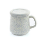 Textured White Ceramic Big Mug with Lid