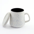 Textured White Ceramic Big Mug with Lid