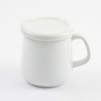 Solid Ceramic White Big Mug With Lid