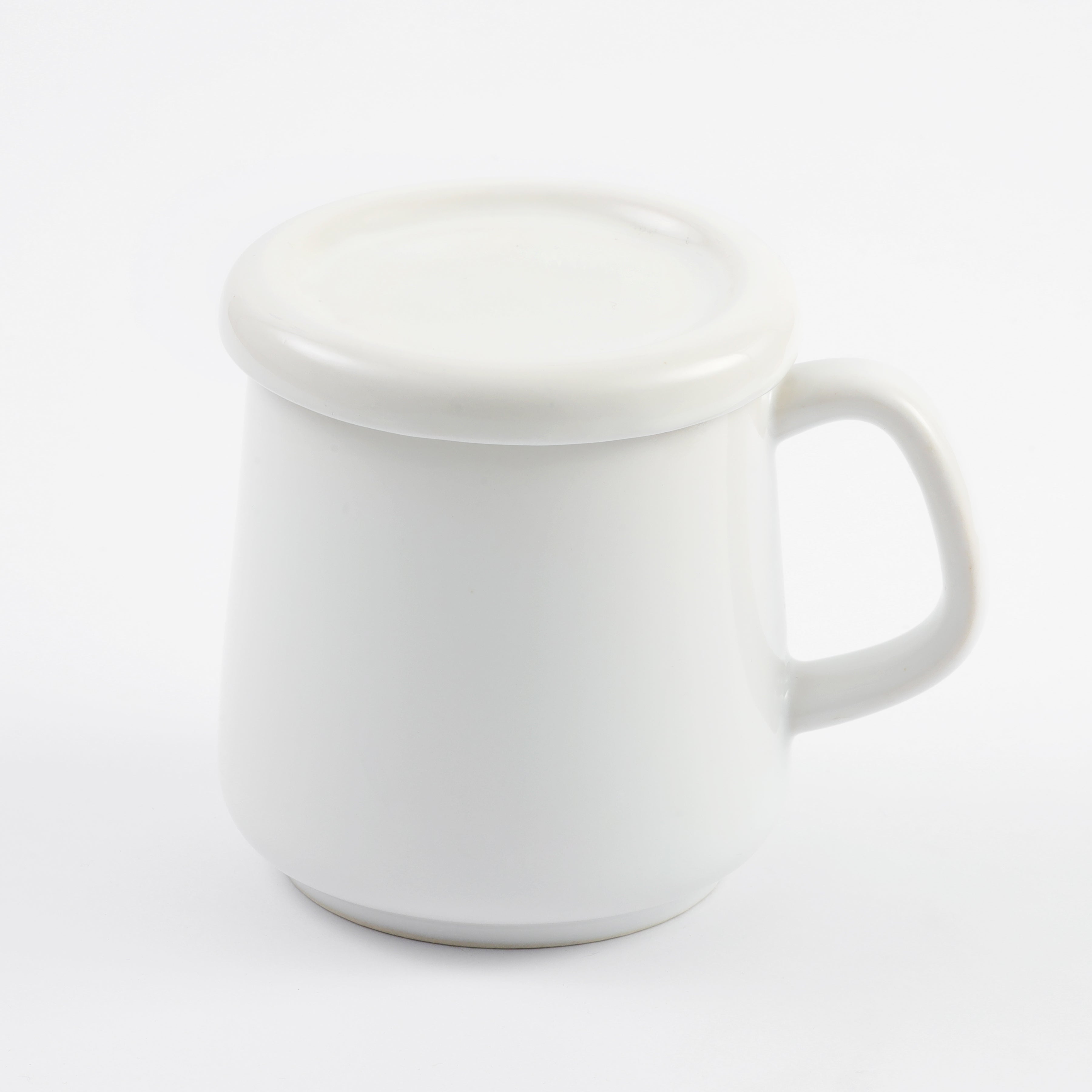 Solid Ceramic White Big Mug With Lid