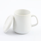 Solid Ceramic White Big Mug With Lid