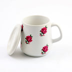 Rose White Ceramic Big Mug with Lid