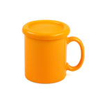 Solid Yellow & White Ceramic Juice Mug with Lid