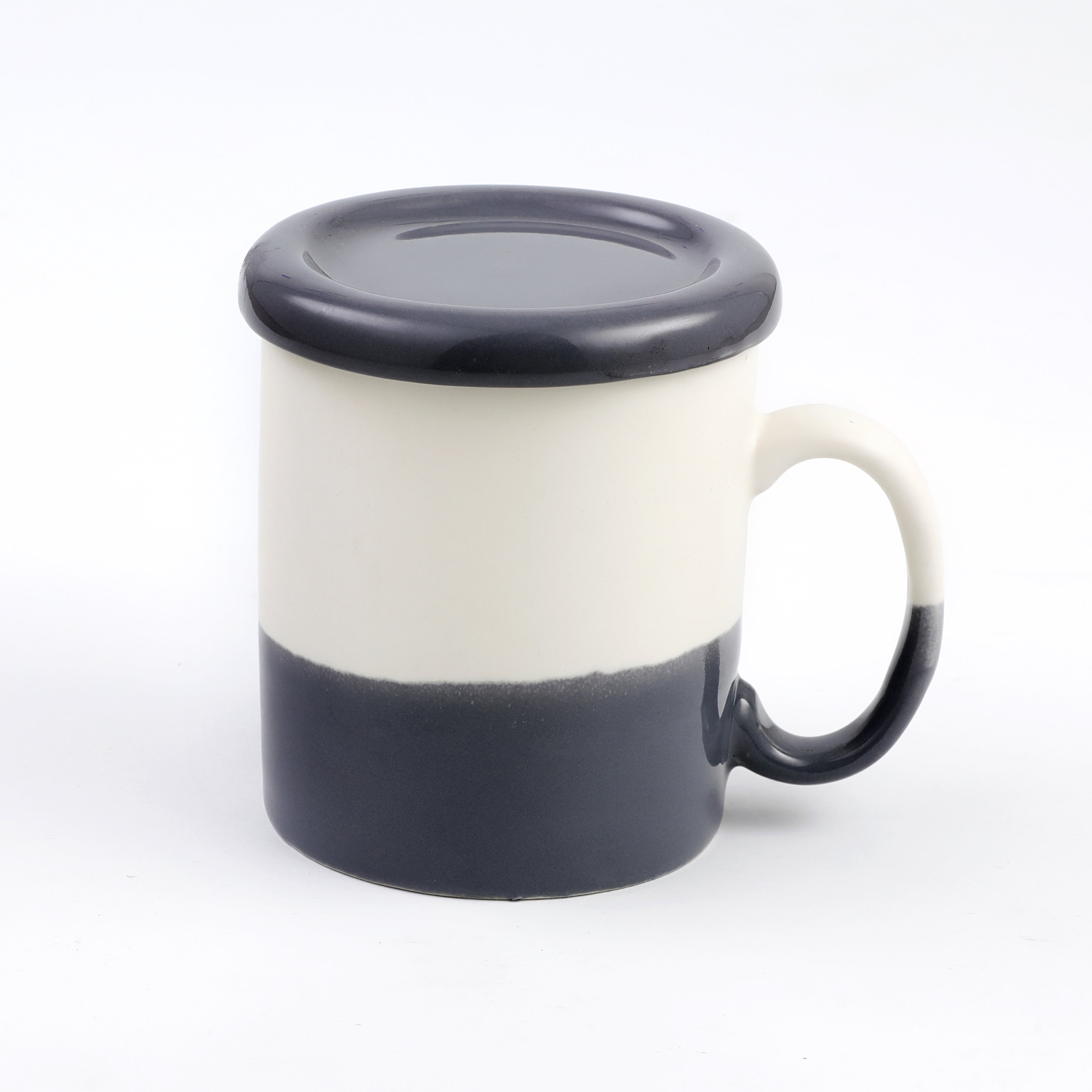 Charcoal Gray & White Juice Mug With Lid