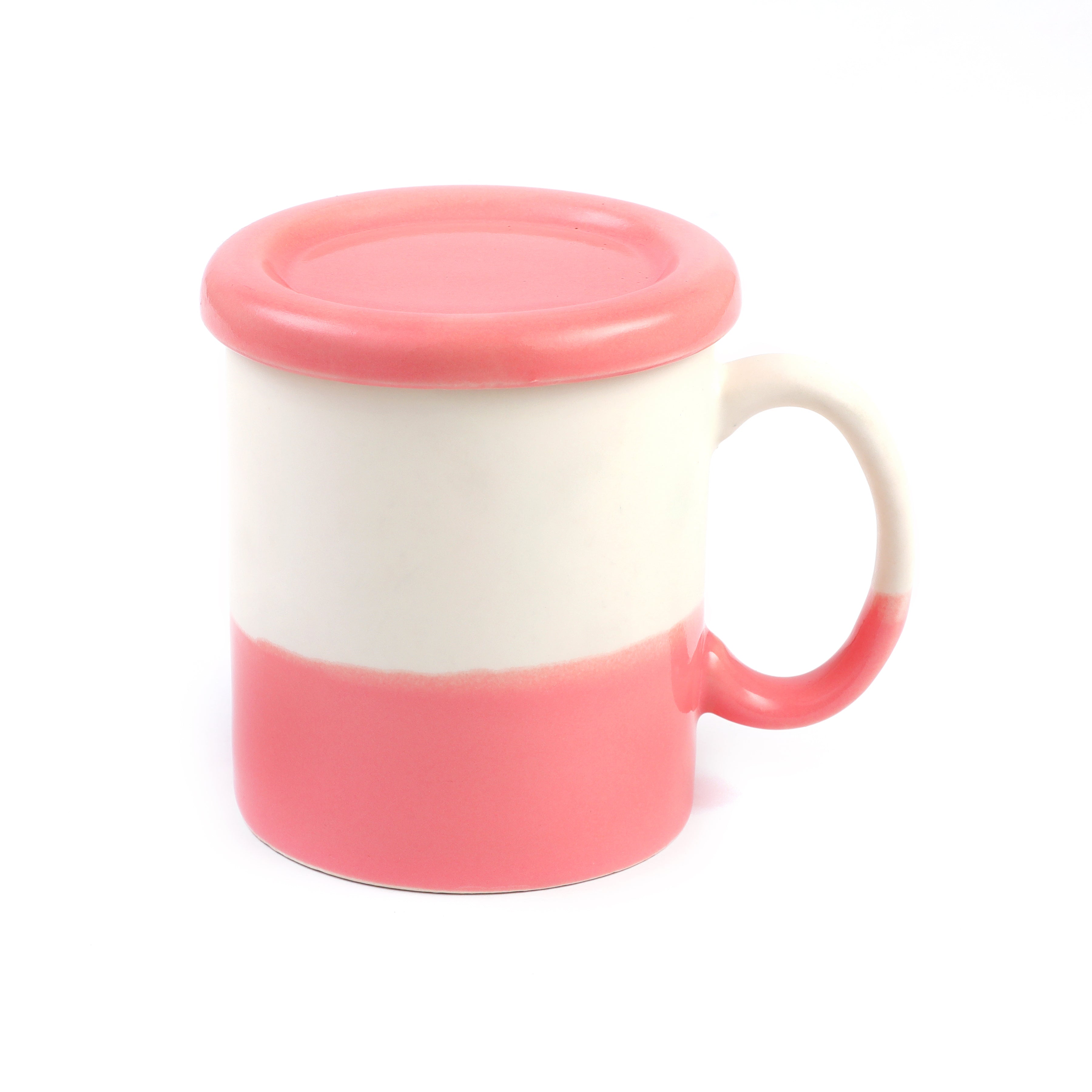 Pink & White Juice Mug With Lid